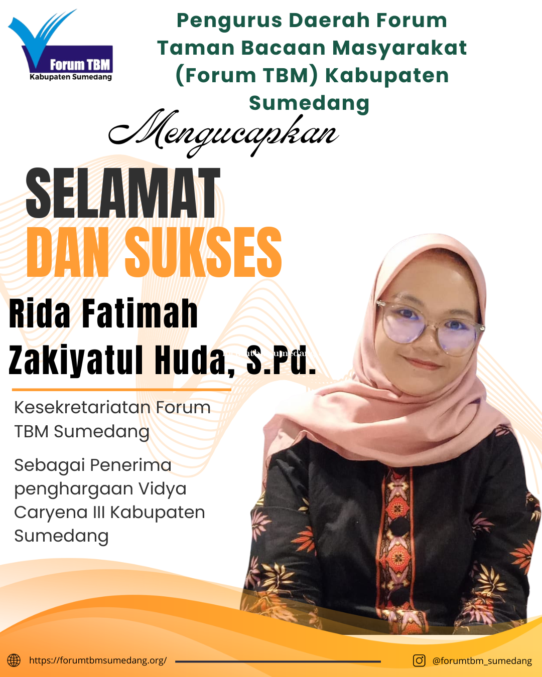 Wakili Forum TBM Sumedang, Rida Fatimah Zakiyatul Huda Raih Anugerah Vidya Caryena 3